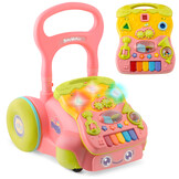 Loopwagen met muziek - roze - 2-in-1 - 40,5x36x46 cm