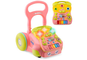 Loopwagen met muziek - roze - 2-in-1 - 40,5x36x46 cm