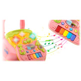 Loopwagen met muziek - roze - 2-in-1 - 40,5x36x46 cm