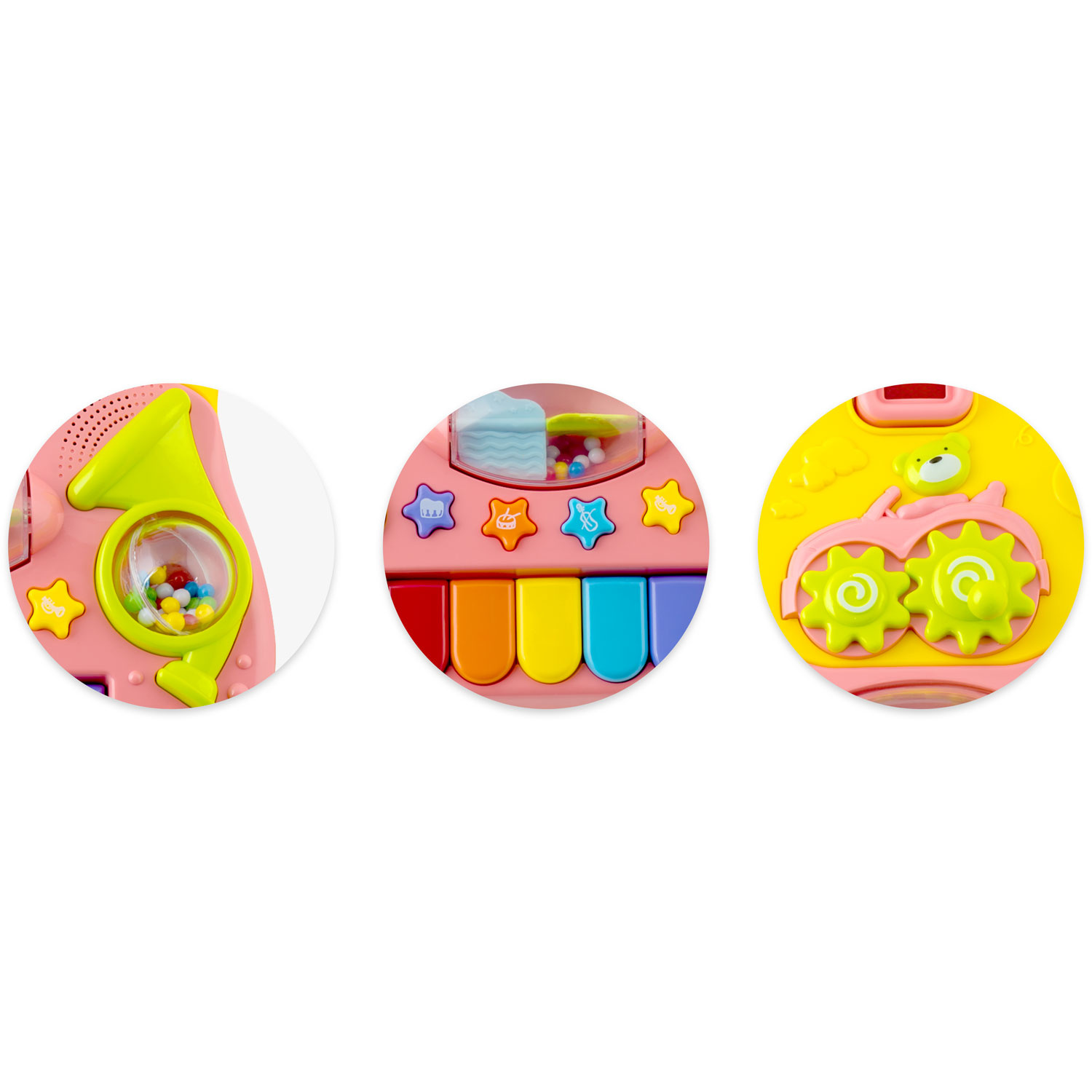 Loopwagen met muziek - roze - 2-in-1 - 40,5x36x46 cm