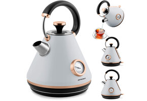 Waterkoker - met thermometer - 1,7L - grijs - 21x16x25cm