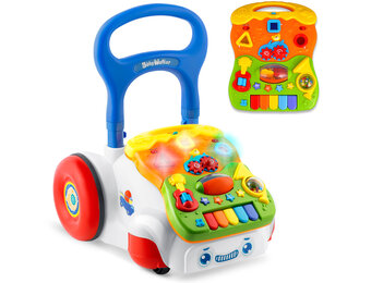 Loopwagen met muziek - wit - 2-in-1 - 40,5x36x46 cm