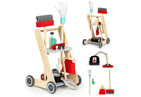 Houten speelgoed schoonmaaktrolley  - XXL