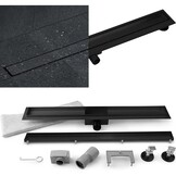 Douchegoot 80 cm - lineaire afvoer - 2-in-1 - zwart