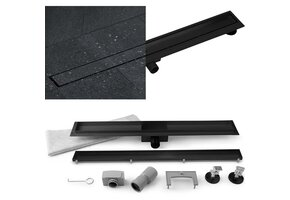 Douchegoot 80 cm - lineaire afvoer - 2-in-1 - zwart