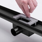 Douchegoot 80 cm - lineaire afvoer - 2-in-1 - zwart