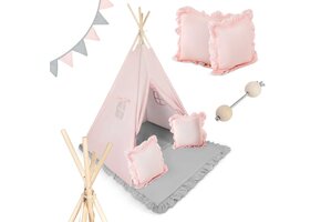 Kinder tipi tent - lichtroze - 16x116x165 cm