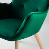 Fluwelen oorfauteuil - donkergroen - met voetenbank