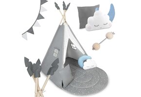 Kinder tipi tent - grijs - 116x116x165 cm