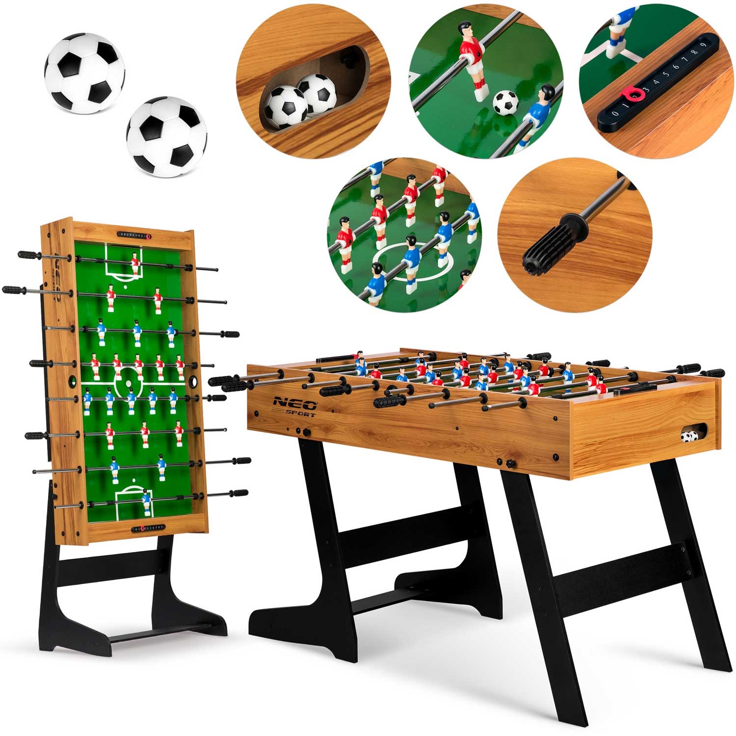 Voetbaltafel - Houten - 121x61x80cm - Neosport