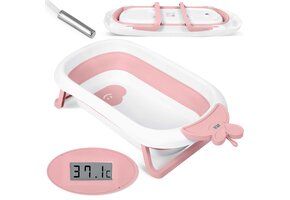 Babybadje met thermometer - roze wit - 51x21,5 cm