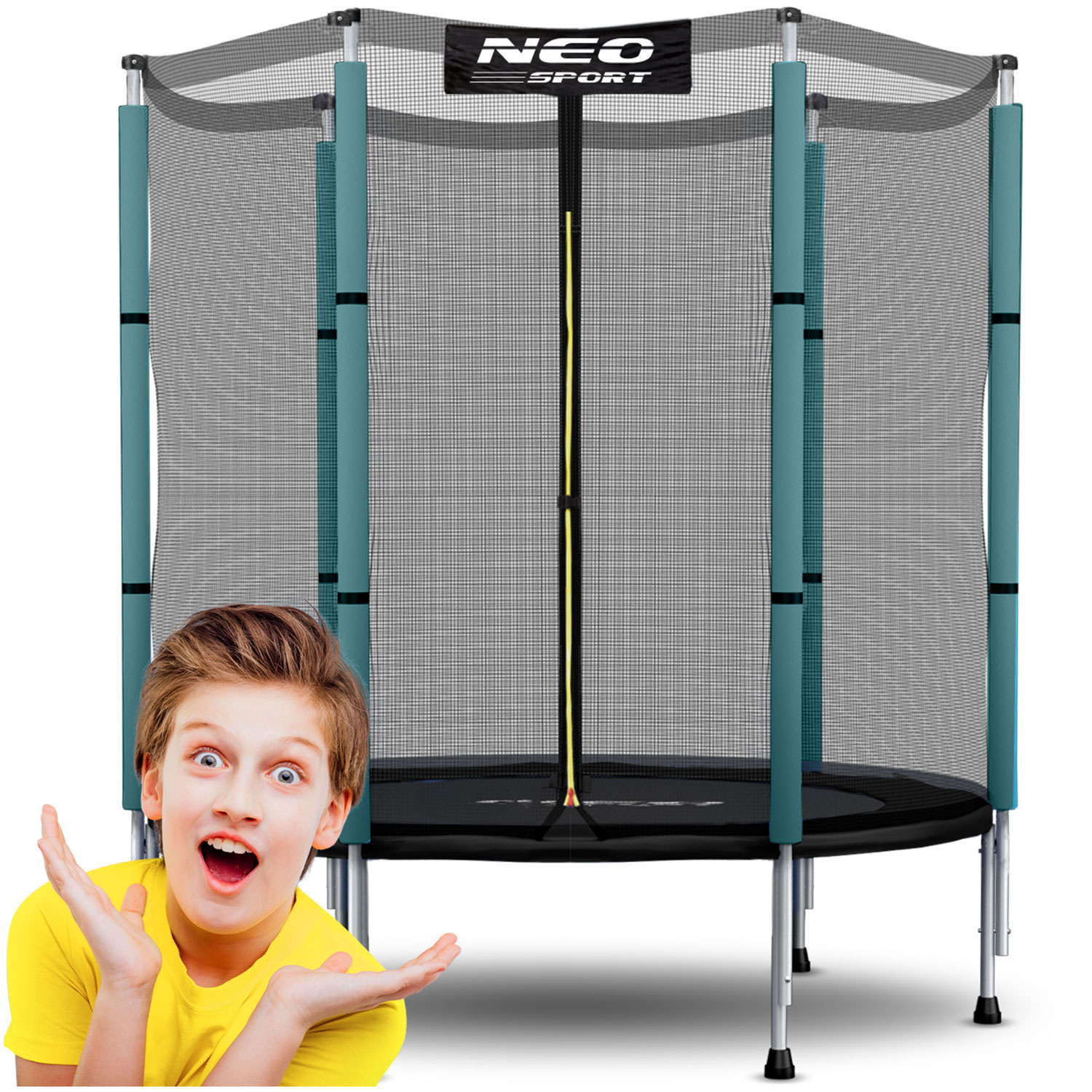 Kindertrampoline met veiligheidsnet 140 cm - 4,5ft - zwart groen