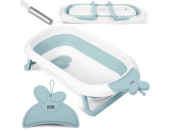 Babybadje met thermometer - blauw wit - 51x21,5 cm