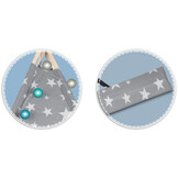 Kinder tipi tent met lichtjes - grijs met sterren - 120x120x165 cm