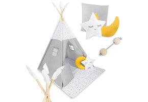 Kinder tipi tent - lichtgrijs - 120x120x150 cm