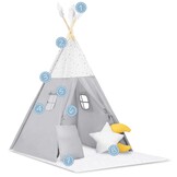 Kinder tipi tent - lichtgrijs - 120x120x150 cm