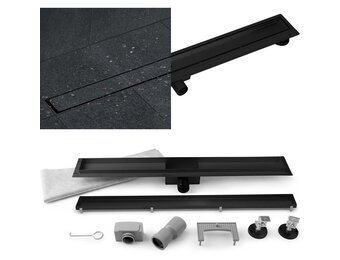 Douchegoot 70 cm - lineaire afvoer - 2-in-1 - zwart