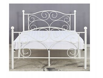 Metalen bedframe met lattenbodem- 120x200-versierd - wit