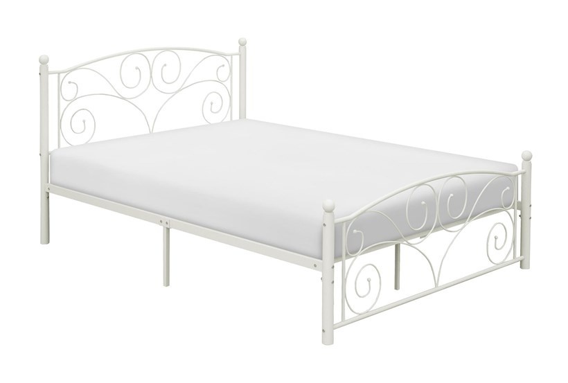 Metalen bedframe met lattenbodem- 120x200-versierd - wit