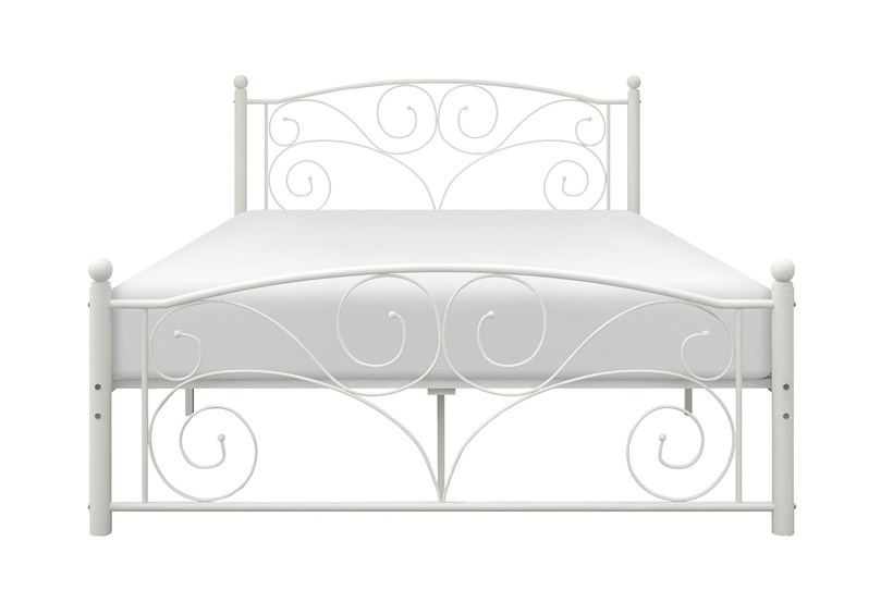 Metalen bedframe met lattenbodem- 120x200-versierd - wit
