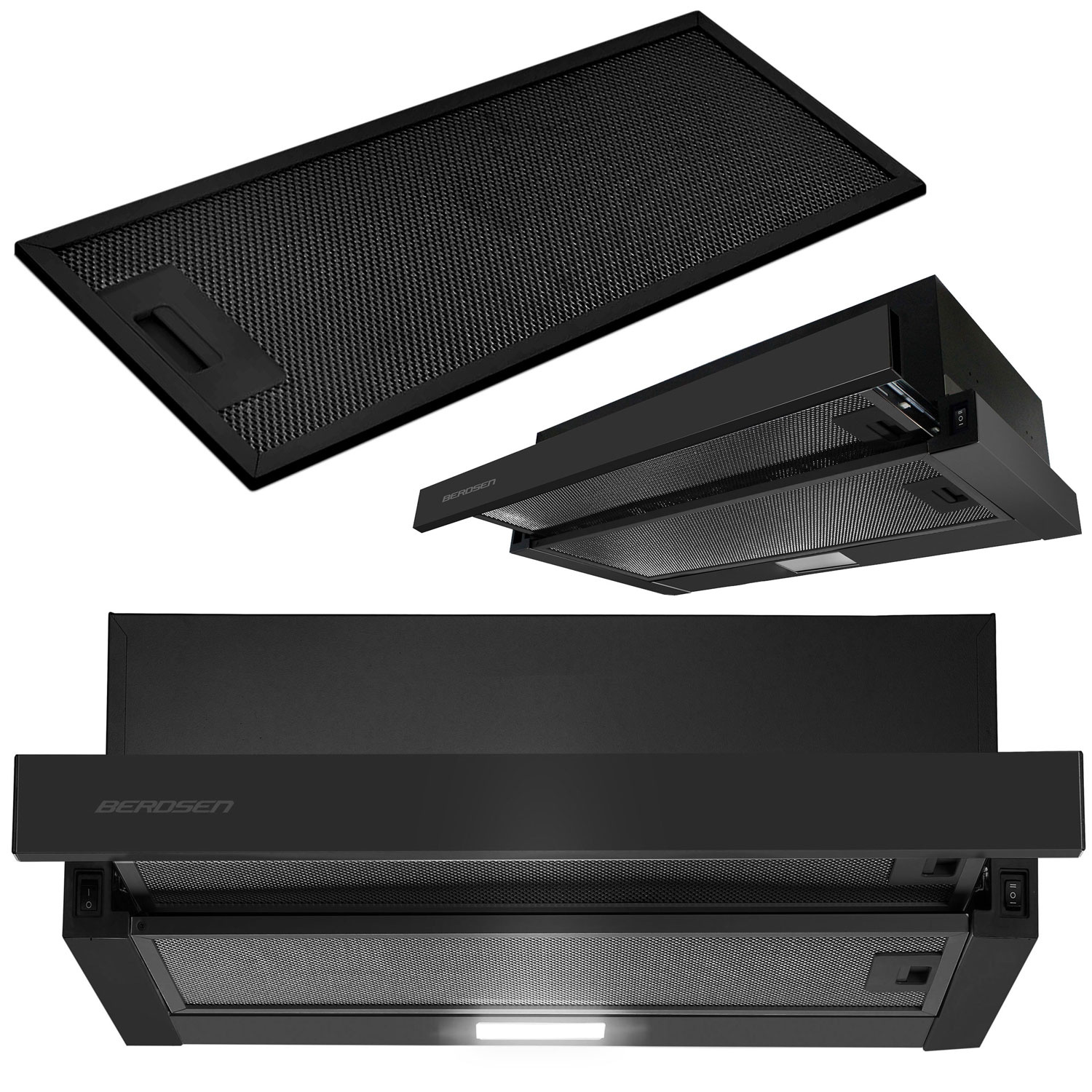 Telescopische afzuigkap - 50cm - zwart - dampkap