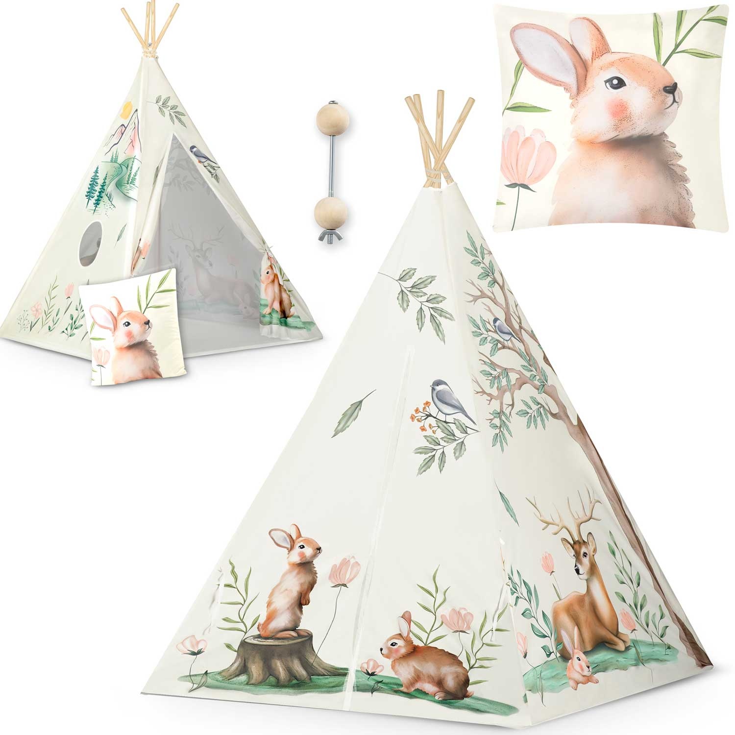 Speeltent tipi - beige - Nukido - 114×114×165 cm