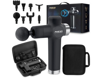 Massagepistool - 8 verwisselbare opzetstukken - zwart grijs