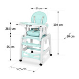 Multifunctionele kinderstoel - 5-in-1 - wit turquoise