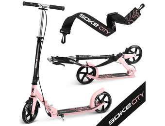 Opvouwbare step - roze zwart - stadsstep