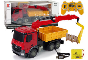 RC Mercedes Arocs kraanwagen - geel rood - schaal: 1:20
