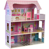 Poppenhuis met verlichting - hout - LED