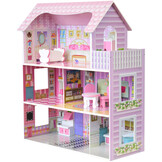 Poppenhuis met verlichting - hout - LED