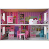 Poppenhuis met verlichting - hout - LED