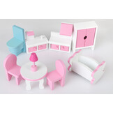 Poppenhuis met verlichting - hout - LED