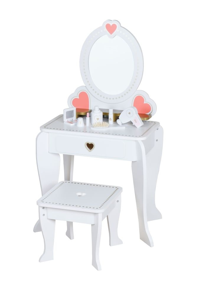 Kinderkaptafel - wit - hout - met veilige spiegel