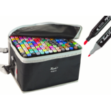 Dubbelzijdige stiften set - 168 stuks - diverse kleuren - incl. draagtas