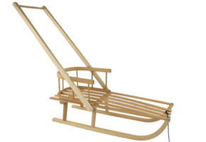 Houten slee - met rugleuning & duwer - 87x39x33 cm