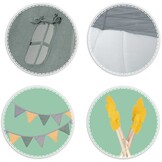 Speeltent tipi - groen grijs geel - 116x116x165 cm