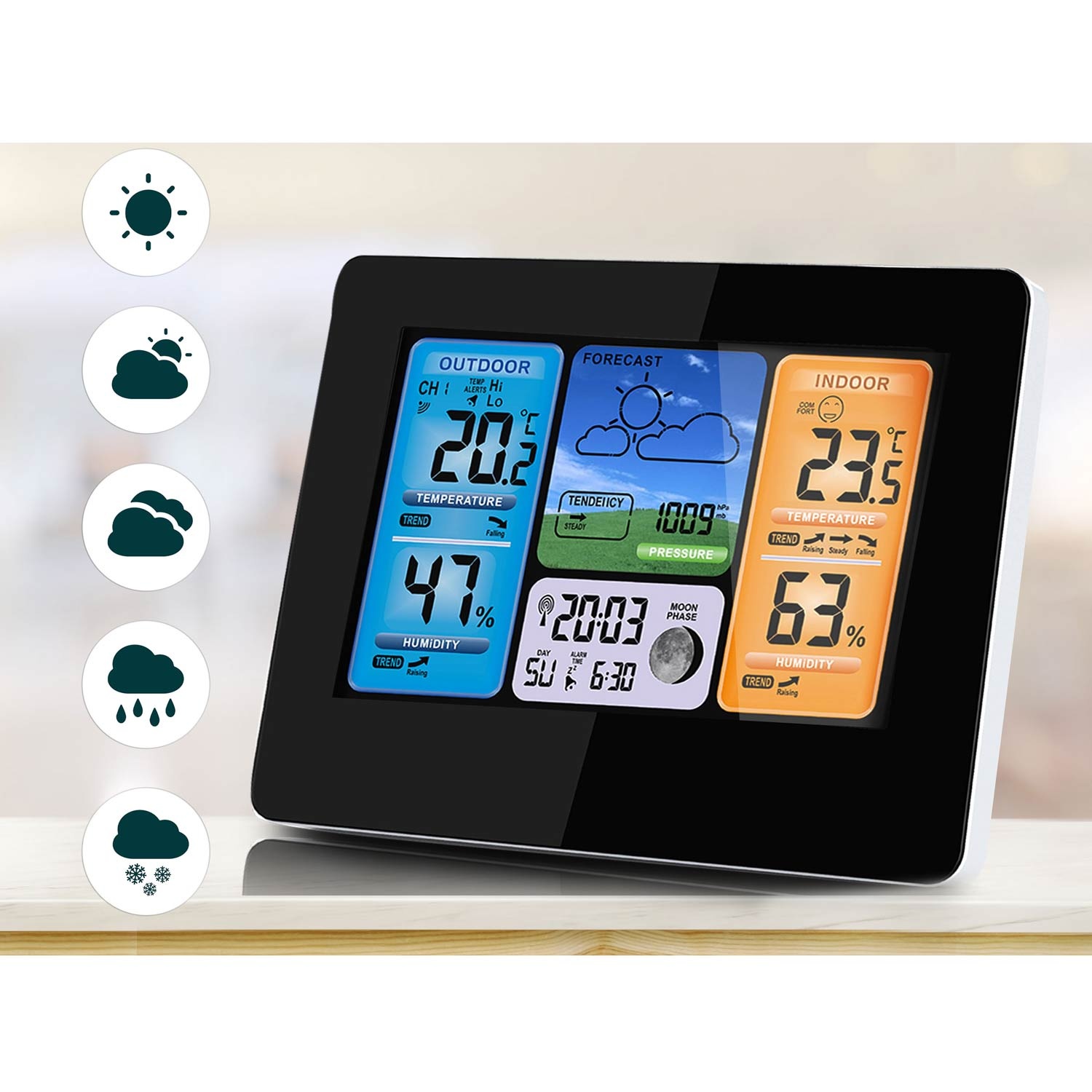 Weerstation - zwart - display - BD-902