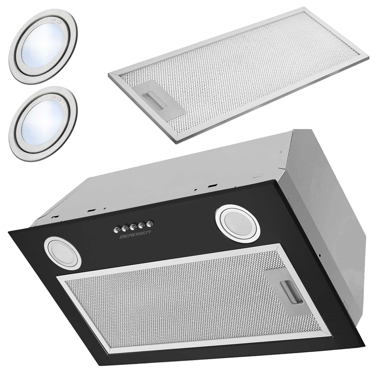 Inbouw afzuigkap - 52 cm - zwart - Berdsen BT-232