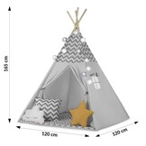 Kinder tipi tent - met lichtjes - grijs - 120x120x165 cm