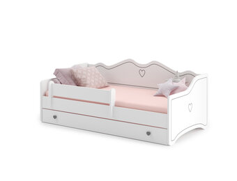 Kinderbed - roze wit - met lade - 160x80cm - incl. matras