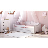 Kinderbed - roze wit - met lade - 160x80cm - incl. matras