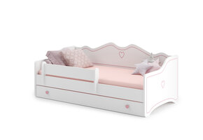Kinderbed - roze wit - met lade - 160x80 cm - incl. matras
