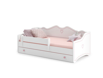 Kinderbed - roze wit - met lade - 160x80 cm - incl. matras