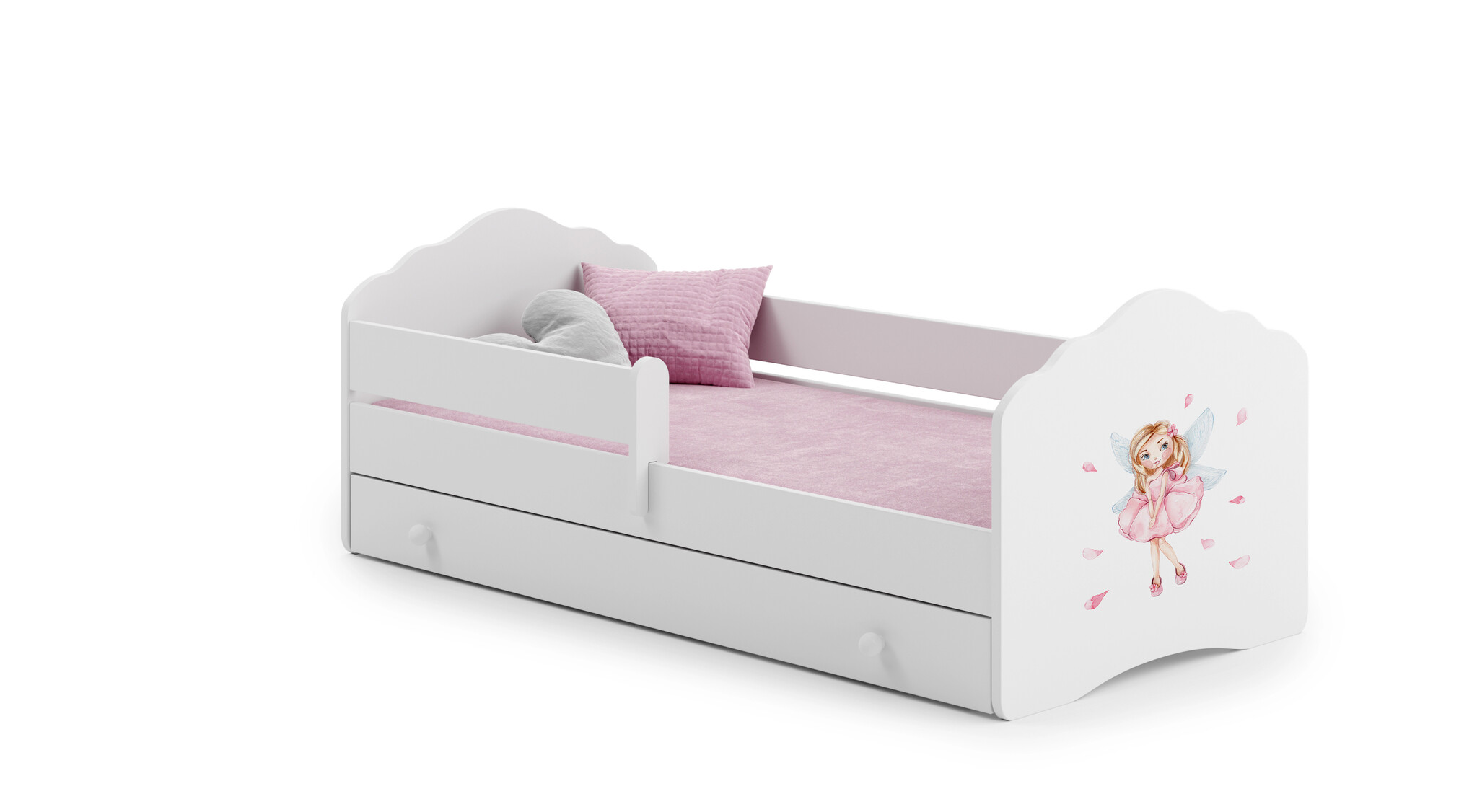 Kinderbed - met matras & lade & hekje - 160x80 cm - fee thema