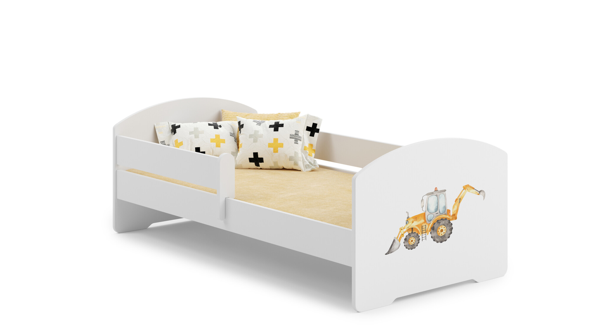 Kinderbed - met hek en matras - 160x80 cm - tractor thema