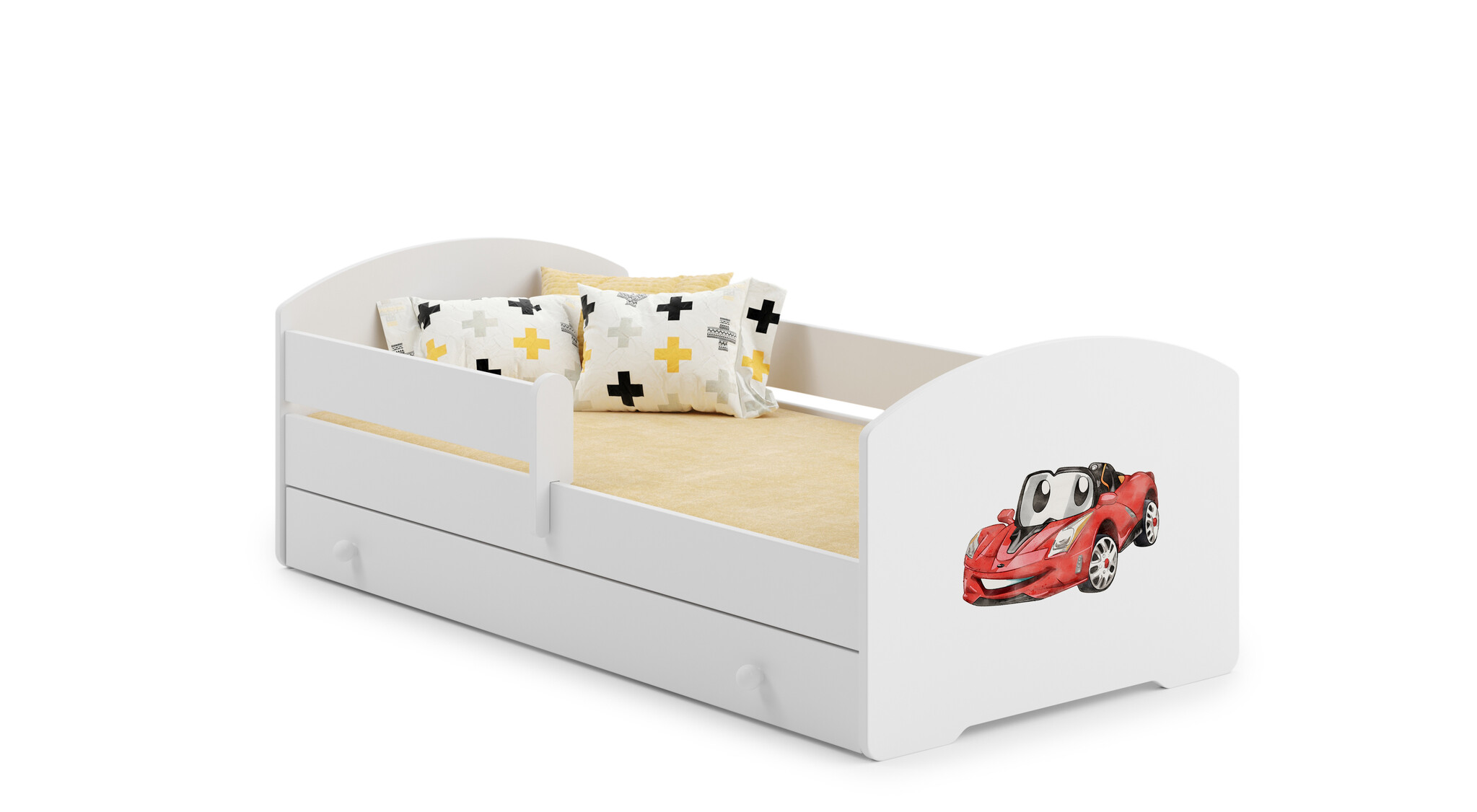 Kinderbed met lade - 160x80 - incl hek & matras - race auto