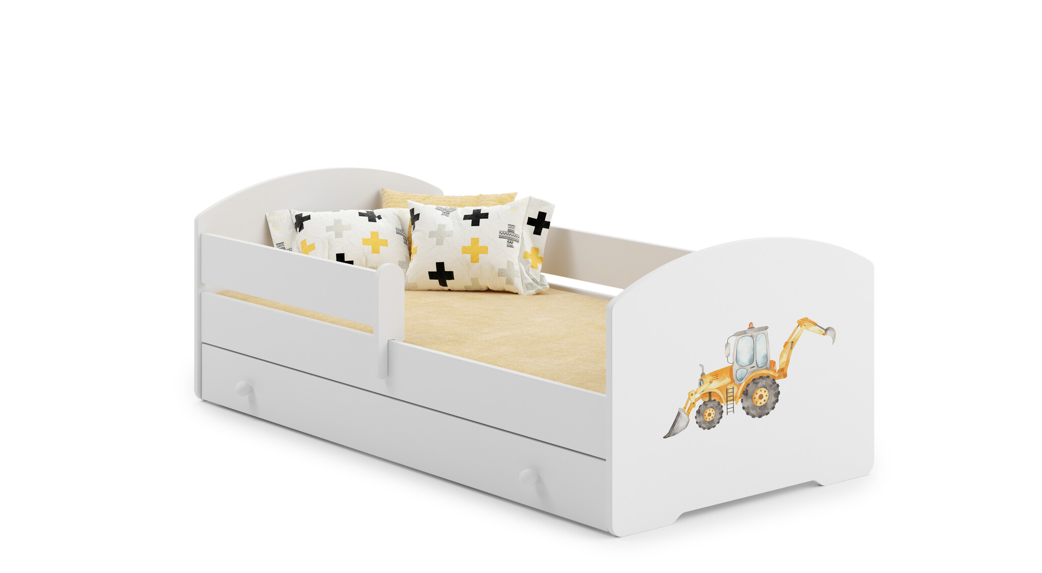 Kinderbed - tractor thema - met lade - 160x80 cm - met matras