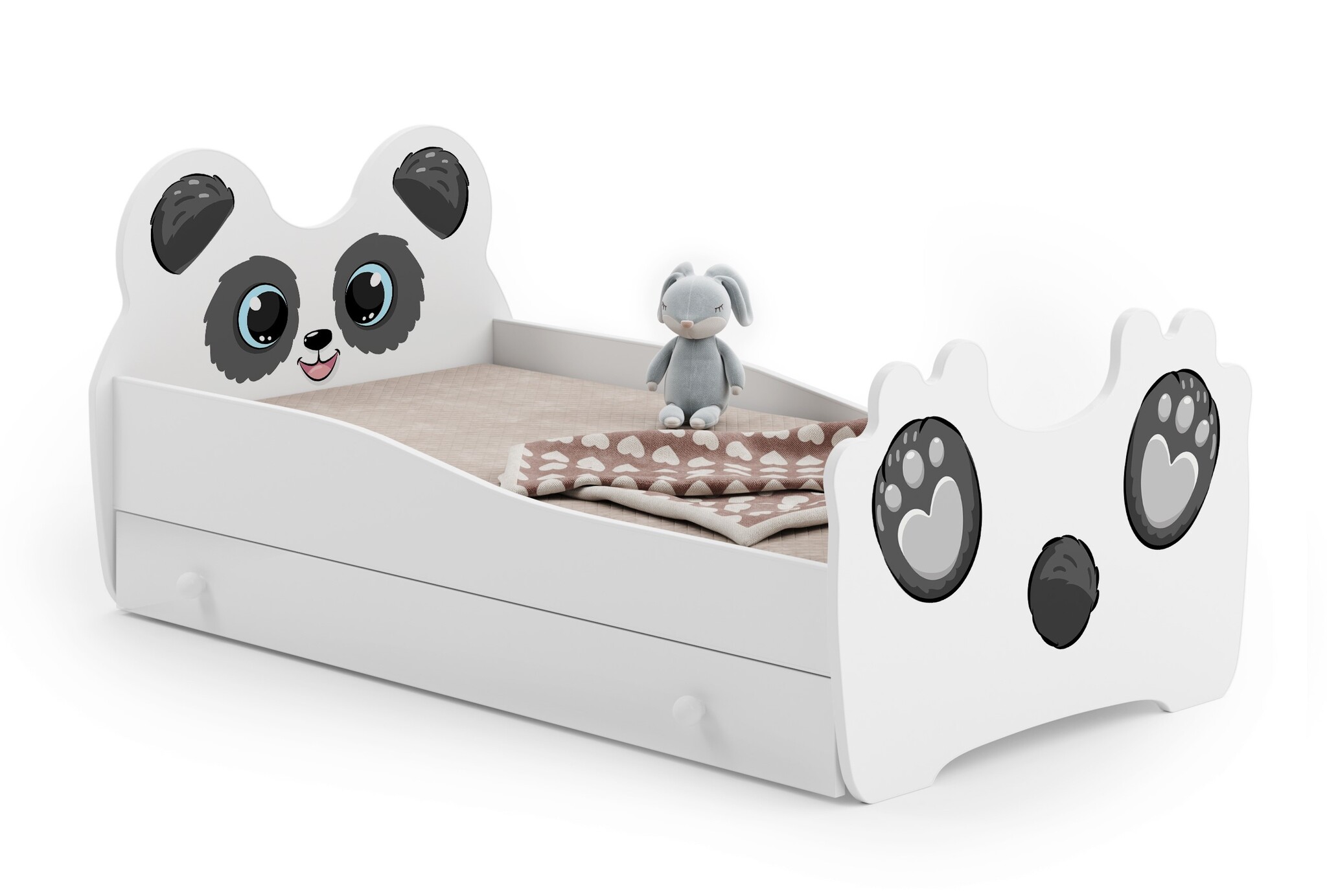 Kinderbed panda - met lade & matras - 140x70 cm
